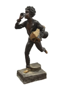 AFTER ALONSO , LARGE BRONZE NEWSPAPER BOY