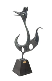 YAEL SEGEV , LARGE BRONZE "CHEERFUL ROOSTER"