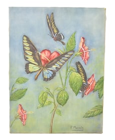 OIL ON CANVAS BLUE BUTTERFLY STUDY