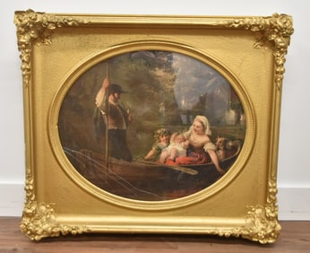 ANTIQUE CARVED GILDED WOOD FRAME WITH PRINT