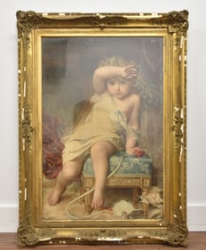 EMILE MUNIER COLOR LITHOGRAPH OF LITTLE GIRL `