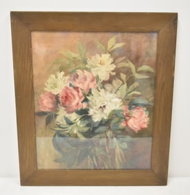 FRANCES S CARLIN WATERCOLOR OF PEONIES