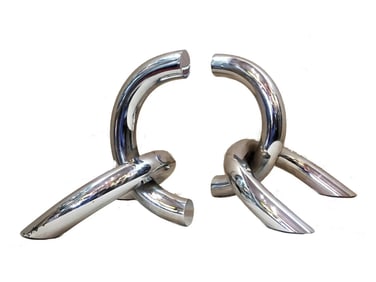 PAIR ITALIAN CHROMED STEEL CHAIN LINK BOOKENDS