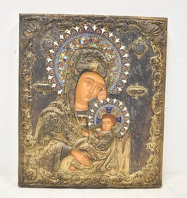 RUSSIAN SILVER & ENAMEL ICON