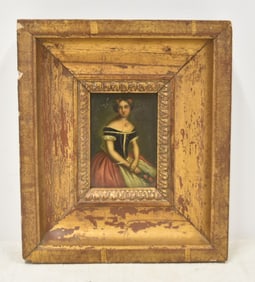 OIL ON BOARD PORTRAIT OF SEATED WOMAN