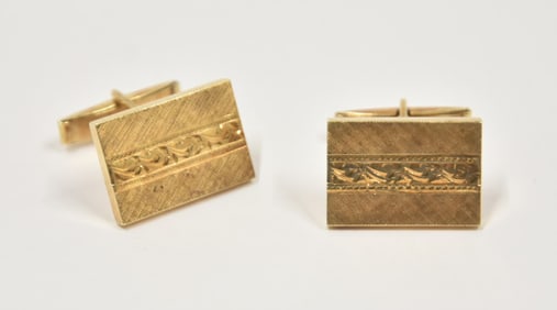 (Pr) 14kt GOLD RECTANGULAR CUFFLINKS
