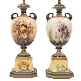 PAIR ROYAL WORCESTER AESTHETIC URN LAMPS