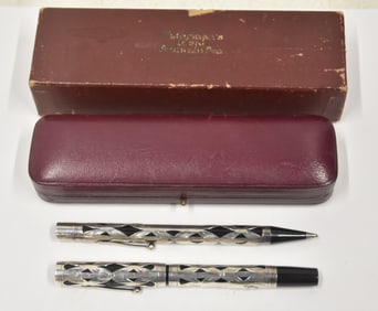 WATERMANS IDEAL STERLING FOUNTAIN PEN & PENCIL
