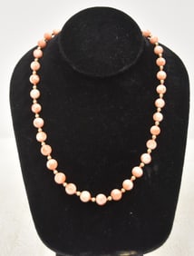 14kt GOLD & ANGEL SKIN CORAL NECKLACE