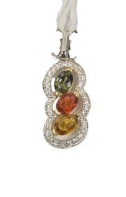 14kt WHITE GOLD & MULTI GEMSTONE PENDANT