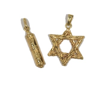(2) 14kt GOLD JUDAICA PENDANTS