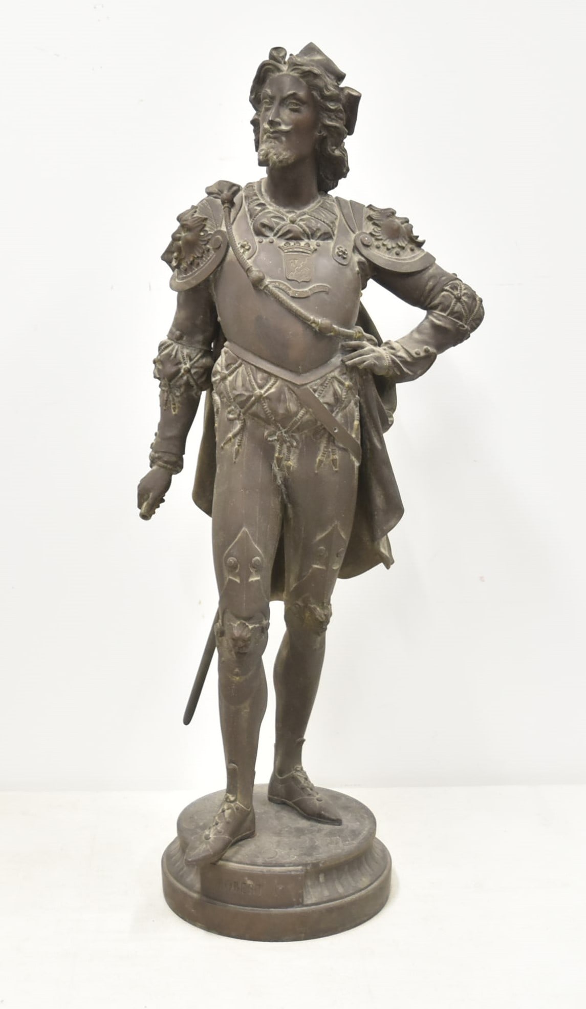 LARGE WHITE METAL SCULPTURE OF ROBERT I
