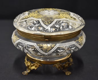 VICTORIAN ENAMELED GLASS DRESSER BOX