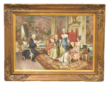 AFTER ARTURO RICCI , OIL ON CANVAS PARLOR SCENE