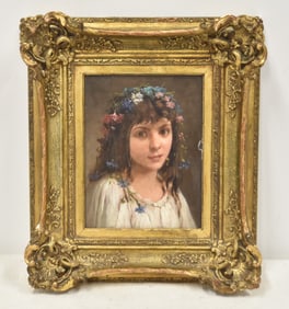 CHARLES BAPTISTE SCHREIBER , OIL ON PANEL PORTRAIT