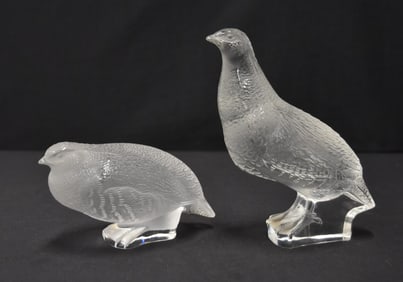 (2) LALIQUE CRYSTAL PHEASANTS