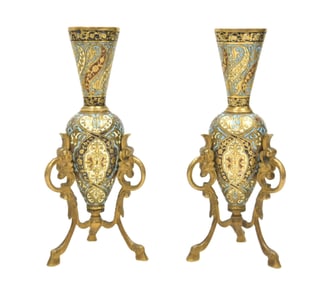 (Pr) FRENCH CHAMPLEVE BRONZE VASES