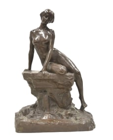 JOSEPH KRATINA , BRONZE SEATED FEMALE NUDE