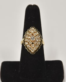 14kt GOLD 2ctw DIAMOND & ENAMEL RING