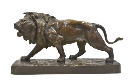 LOUIS VIDAL NAVATEL , LARGE BRONZE LION