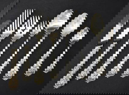 REED & BARTON FRANCIS THE 1st STERLING FLATWARE: FRANCIS THE 1ST ; FRANCIS THE FIRST PATTERN BY REED & BARTON STERLING SILVER FLATWARE DINNER UTENSIL SET FOR (12) CONSISTING OF (12) DINNER FORKS - 7 1/4" LONG , (12) DINNER KNIVES - 9 1/2" LONG , (12