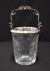800 SILVER & CUT GLASS BASKET