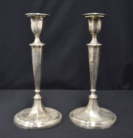 PAIR ENGLISH STERLING SILVER CANDLESTICKS