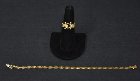 14kt GOLD BELT FORM RING & BRACELET