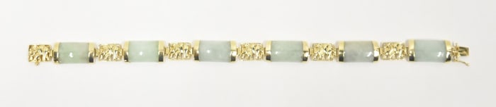 14kt GOLD MOUNTED JADE STATION BRACELET