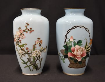 PAIR JAPANESE CLOISONNE VASES