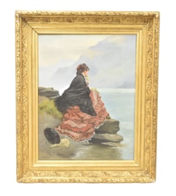 AUGUSTE BACHELIN , OIL ON CANVAS "REFLECTION"
