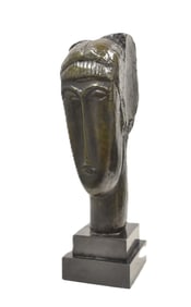 AFTER AMEDEO MODIGLIANI , BRONZE TETE SCULPTURE