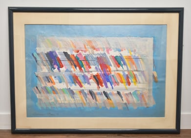 CALMAN SHEMI , LARGE OIL ON BOARD PAINTING "NOTES"
