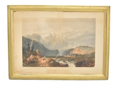 ALBERT BIERSTADT "VIEW OF THE ALPS" CHROMOLITH
