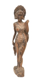 LARGE BALI CARVED ROSEWOOD WOMAN