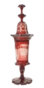 LARGE ANTIQUE RUBY BOHEMIAN POKAL