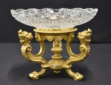 PAIRPOINT SILVERPLATE  & CUT GLASS TAZZA