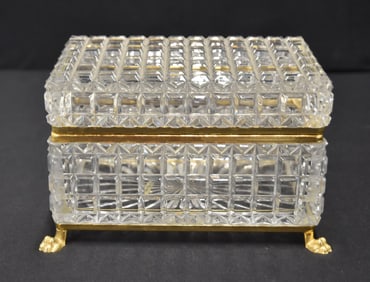 BACCARAT STYLE GILDED & CUT GLASS BOX