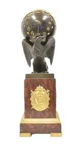 LARGE FRENCH EMPIRE BRONZE & MARBLE EAGLE CLOCK