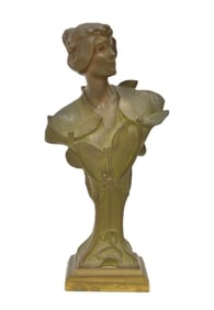 HANS MULLER , ART NOUVEAU BRONZE PETITE BUST