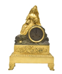 2-TONE FRENCH EMPIRE FIGURAL CLOCK