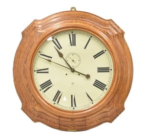 LARGE ANSONIA CORRUGATED OAK GALLERY WALL CLOCK