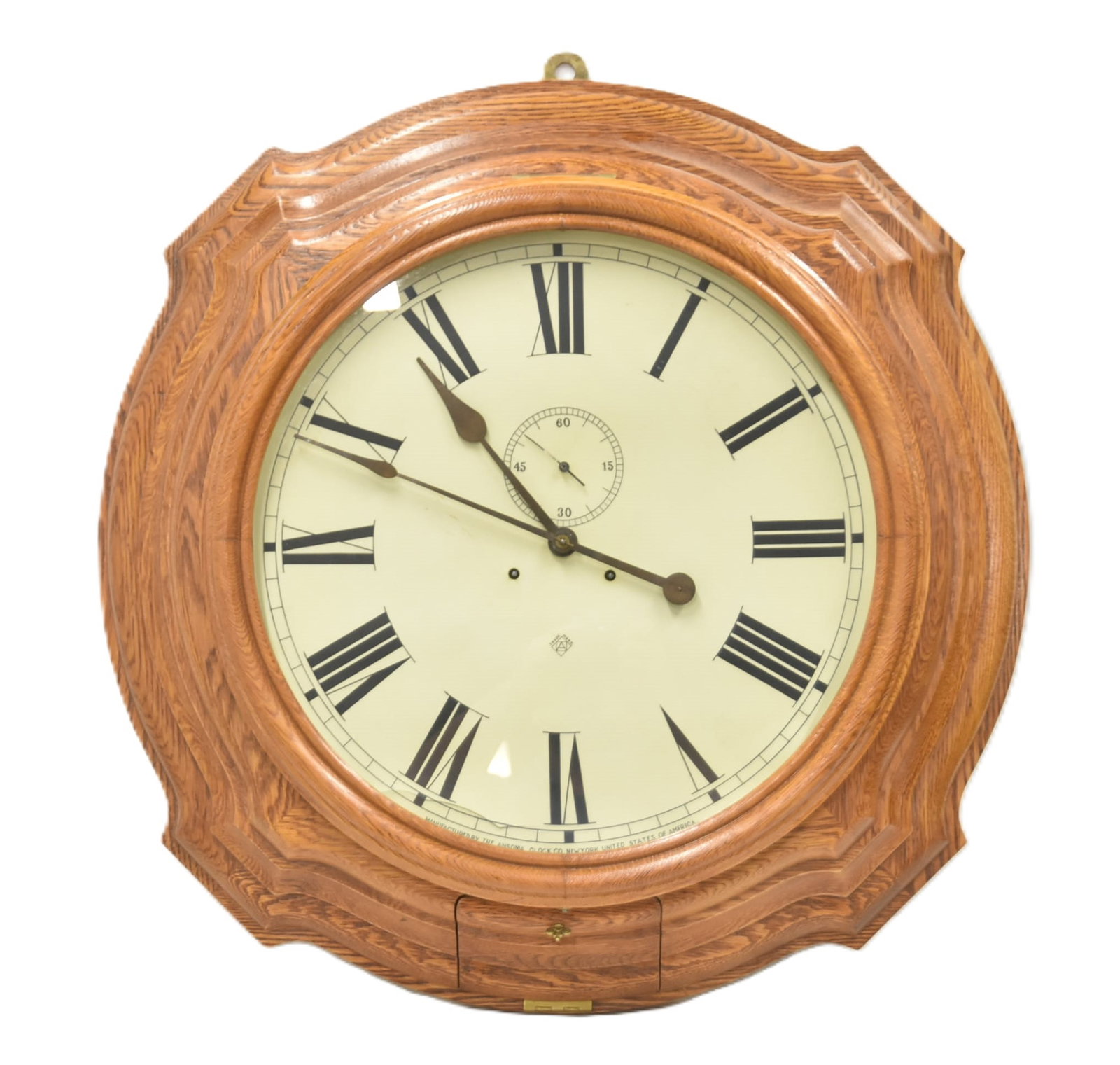 LARGE ANSONIA CORRUGATED OAK GALLERY WALL CLOCK (1 of 12)