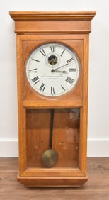 LARGE OAK SELF WINDING TIME CLOCK