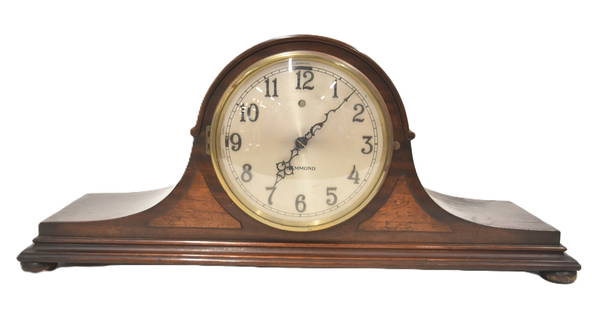 HAMMOND WESTMINSTER CHIME TAMBOUR CLOCK: HAMMOND CLOCK Co CHICAGO TAMBOUR CASE MANTLE CLOCK WITH WESTMINSTER CHIME MOVEMENT - 22" x 6 1/2" x 9 1/2"