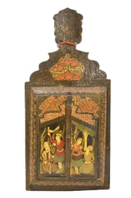 ANTIQUE PERSIAN LACQUER MIRROR CABINET