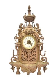 LARGE FRENCH BRONZE MANTLE CLOCK