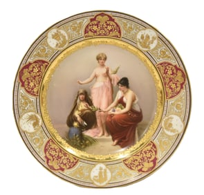 ROYAL VIENNA HAND PAINTED PLATE "THE 3 FATES"