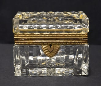 FRENCH HINGED CUT GLASS DRESSER BOX