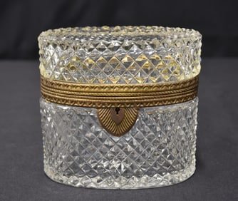 FRENCH OVAL CUT GLASS DRESSER BOX